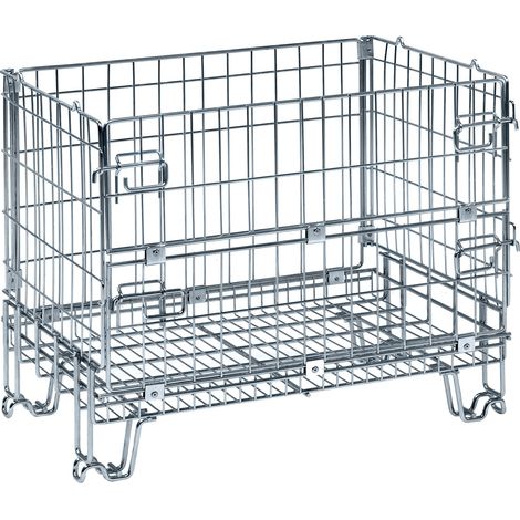 Kongamek Gitterbox verzinkt 860x580x680mm vorne halb zu öffnen 300kg Tragkraft (1/5)