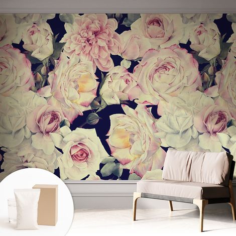 Papier peint intissé classique moderne pour salon et chambre à coucher Décoration rapide avec colle Bouquet floral 312x219 cm (1/5)