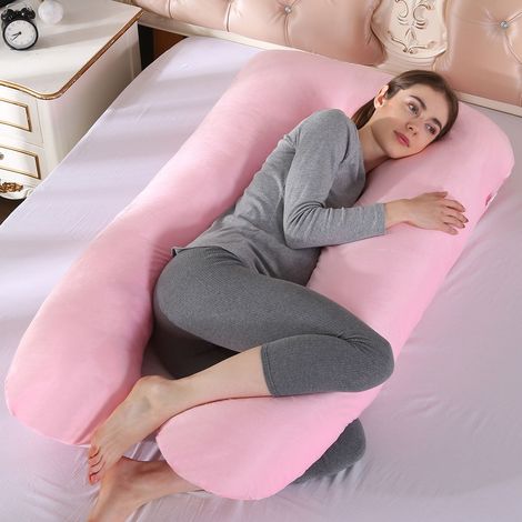 Oreiller Grossesse - Forme En U - 140 X 80 Cm - Housse Fraîche En Velours Cristal - Lavable Et Détachable - Pour Soutien Du Ventre Et Du Dos - 1 Pièce (1/5)