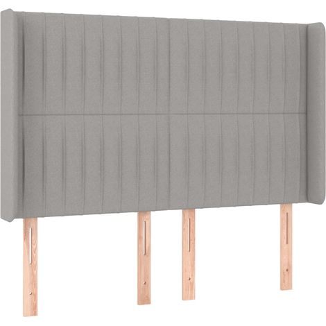 Testiera Testata del letto ad Orecchio Grigio Chiaro 147x16x118/128 cm in Tessuto (1/4)