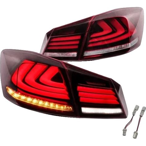 Gruppo ottico posteriore, LED integrato, installazione plug and play, compatibile con i fanali posteriori della Honda Accord di nona generazione (2013-2015), rosso trasparente. (1/2)