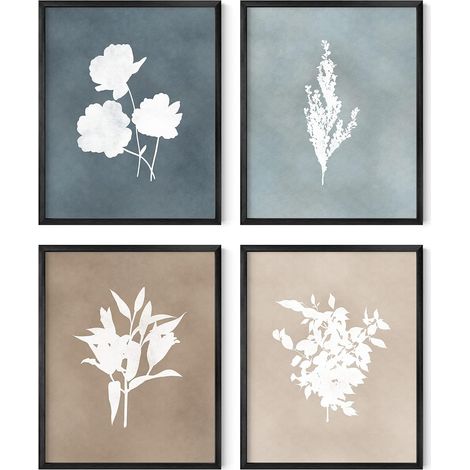 Décoration murale florale, ensemble de 4 affiches murales vintage de plantes, impressions botaniques, impressions d'art vintage, art de (1/4)