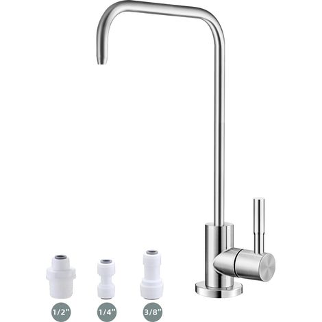 Robinet d'Eau Potable, Filtre à Eau Sans Plomb, Facile à Installer, Robinets à Osmose Inverse pour Évier de Bar de Cuisine, Acier Inoxydable SUS304 en Nickel Brossé (1/5)