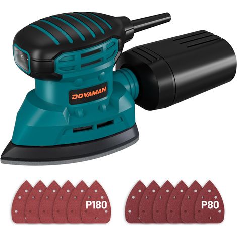 Ponceuses de Détail 130W, jusqu'à 12000 tr/min, 12PCS Papier Abrasif Adhésif, 2 Options de Collecte de Poussière, Faible Vibration, Ponceuse Électrique pour les Bois et Acier (1/5)