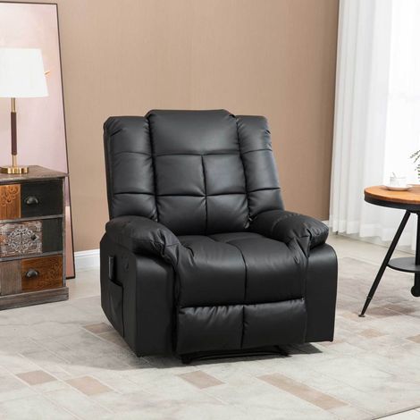 Fauteuil massant électrique 94x99x99 cm noir en similicuir avec inclinaison 165° (1/3)