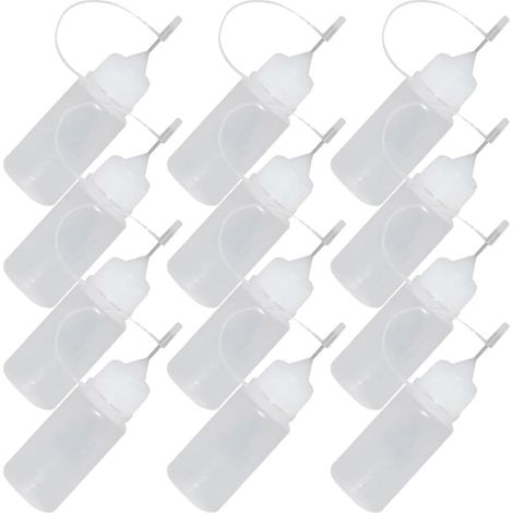 Lot de 15 Bouteilles Souples Rechargeables de 30ml en Plastique Blanc Flacon Applicateur de Colle à Pointe Fine pour DIY Crafts et Réparations Ménagères (1/5)
