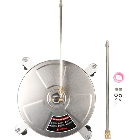 Nettoyeur de Surface pour Nettoyeur Haute Pression 15 Pouces Nettoyeur de Surface Professionnel 4000PSI avec 4 Roues 1/4 Pouces Connecteur Rapide Nettoyeur de Surface pour (1/4)