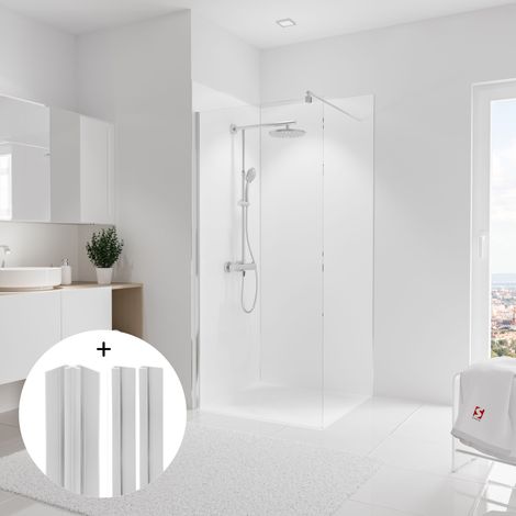 Panneau mural Blanc, Schulte, Lot de 2 panneaux muraux 90 x 210 cm + 3 profilés blancs