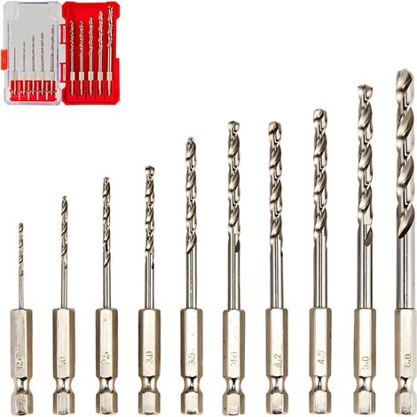 HSS Bohrer Set M35 Kobalt (1,5-6,0mm/10-tlg) für Edelstahl, Hartmetalle & Stahl - Robuste Metallbohrer mit Sechskantschaft in Aufbewahrungsbox (1/3)
