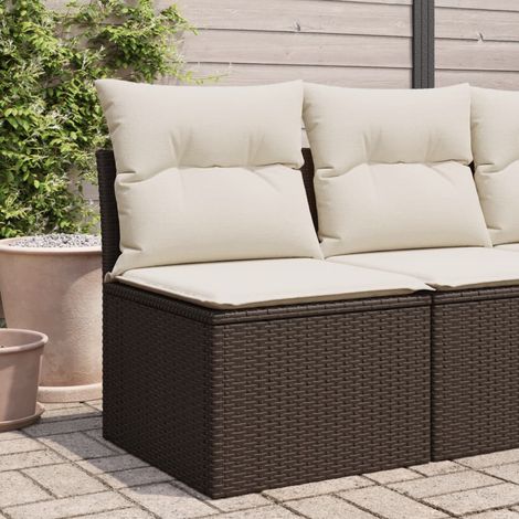 Canapé de jardin sans accoudoirs coussins-Salon de jardin Sofa extérieur brun résine tressée 795837 (1/5)
