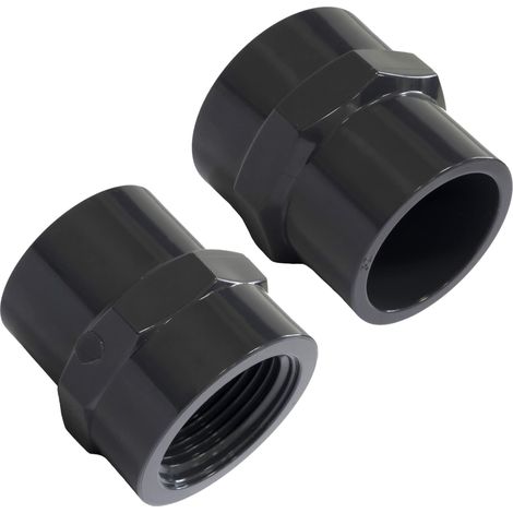 C62149 - Lot de 2 Mamelons/manchons mixtes taraudés femelle à coller Ø32mm-femelle à visser 1'' - raccord pression de tuyaux 10 bars - embout mixte - en plastique (1/5)