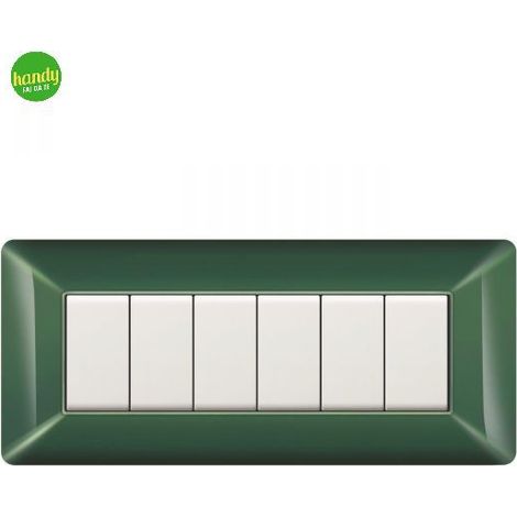 Placca da 6 moduli Easy Elettrocanali in plastica verde scozia