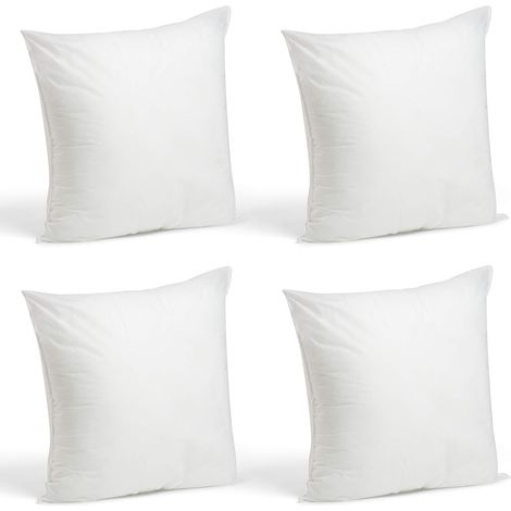 Lot de 4 coussins lombaires hypoallergéniques de qualité supérieure, forme carrée, polyester, blanc standard (1/4)