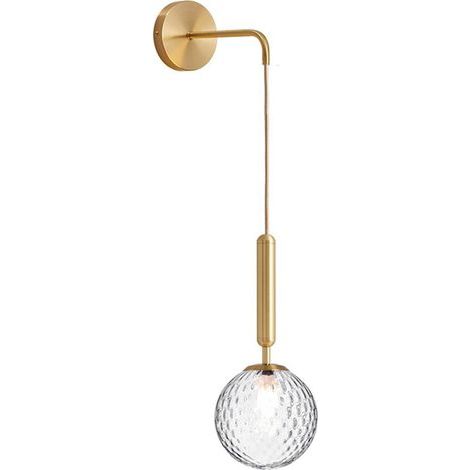 Moderne Wandleuchte mit E27-Fassung, hängender Glasschirm, nordisch-minimalistische Nachttischlampe für Schlafzimmer, Wohnzimmer, Flur (transluzentes Messing) (1/5)