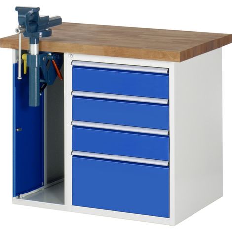 Établi Rau modèle 7510 avec 4 tiroirs et armoire LxPxH 1000x900x840mm (1/5)