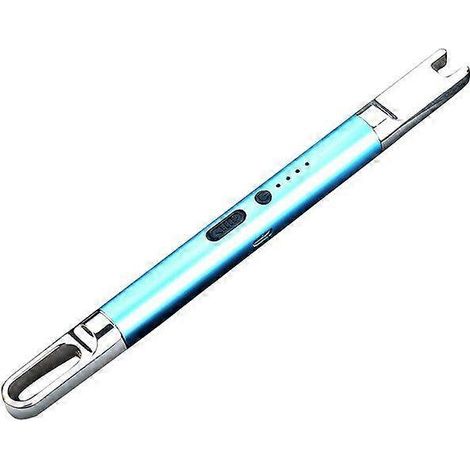 Briquet électronique portable pour réchaud, briquet ARC pour barbecue, briquet à plasma pulsé coupe-vent, briquet sans flamme rechargeable par USB, bleu (1/5)