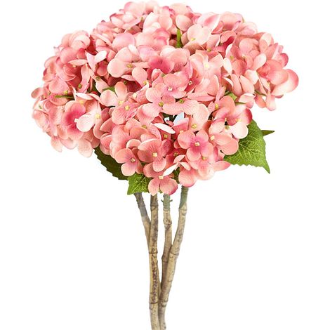 Bouquet D'Hortensias Artificiels En Soie Rose Foncé Pour Décoration De Mariage Et Maison - Lot De 1 (1/2)