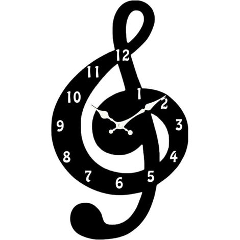 Bardusch Horloge Murale Musicale en Bois, silencieuse, Moderne, Installation Facile, Motif Note de Musique, pour Cuisine, Salon, Chambre à Coucher, Bureau (1/5)