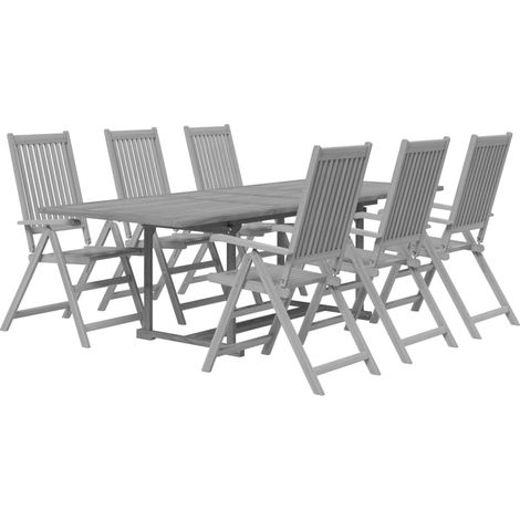 Ensemble de salle à manger de jardin meuble extérieur 7 pièces bois d'acacia solide (1/5)