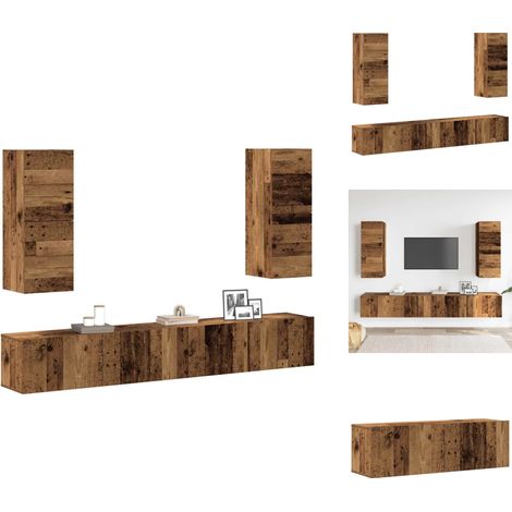 4-tlg. TV-Schrank-Set Wandmontage Altholz-Optik Holzwerkstoff - TV-Schrank-Set - TV-Schrank-Sets - TV-Schrank - Hifi-Schrank (1/5)