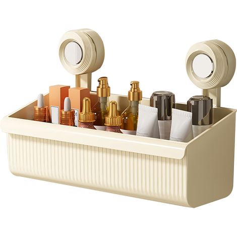 Porte-Objets De Salle De Bain - Ventouse Puissante Sans Perçage - Égouttage Par Trous Inférieurs - Design Transparent En Plastique - 1 Pièce (1/5)