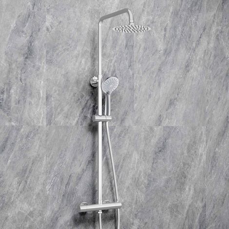Sky Bathroom 3-Spray Pattern Round Chrome Thermostatic Shower Mixer Set Twin Head (1/5)