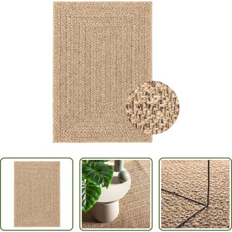 vidaXL Terrasse -  Teppich ZIZUR Beige 120x170 cm Jute-Optik Indoor und Outdoor