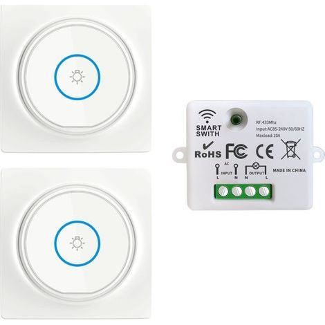 Interrupteur Sans Fil, Interrupteur Auto-générateur Mobile 433Mhz 220V Relais Mini récepteur Rf émetteur Radio Télécommande 100M Contrôle De Portée Pour La Lumière(2Interrupteurs 1Récepteur) (1/5)