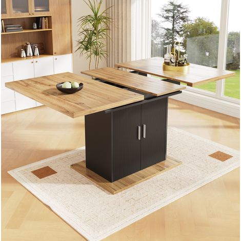 table repas extensible 140 cm rangement MDF noir OKMYHOME (1/5)