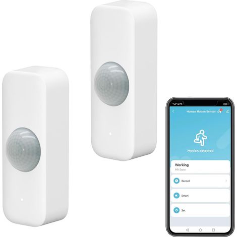 Détecteur de Mouvement Smart, WiFi capteur Infrarouge pour système d'alarme, avec Surveillance à Distance Via l'app, Notifications d'alerte, (1/5)