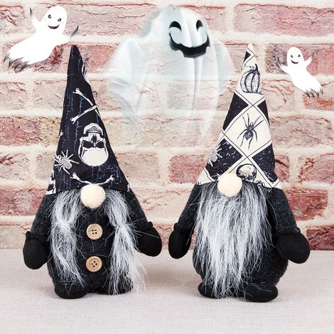 2 pièces de festival de fantômes d halloween, crâne noir et blanc, décorations d halloween sans visage pour vieil homme, ornements de poupée naine (1/4)