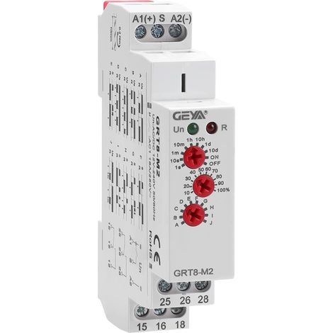 Relé de retardo multifunción de 16 A, 10 funciones, CA/CC 12 V-240 V, 2 SPDT, relé de control (GRT8-M2, CA/CC 12 V-240 V)
