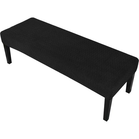 Housse de banc de salle à manger - Housse universelle pour banc de salle à manger - Housse élastique extensible en jacquard - Housse de banc amovible - Noir (1/5)