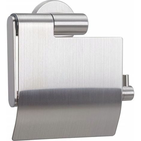 Porte-rouleau papier toilette avec rabat en acier inoxydable, brosse WC intégrée, support mural salle de bain moderne (1/5)