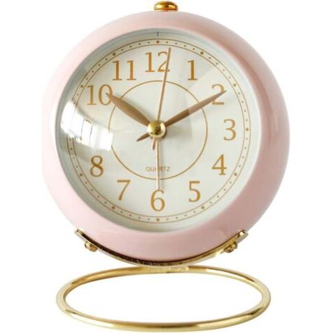 Pair Horloge en métal avec anneau en verre convexe (rose) - Décoration pour la maison, le bureau et la salle d'étude (1/5)