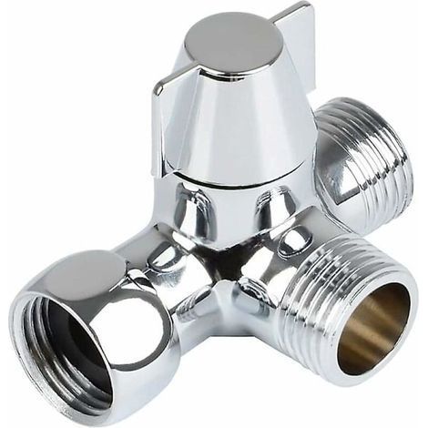 Vanne 3 voies en laiton massif, inverseur 3 voies, vanne d'inversion de douche 3 voies, adaptateur en T G1/2", pour douche, douchette et inverseur de douche (1/5)