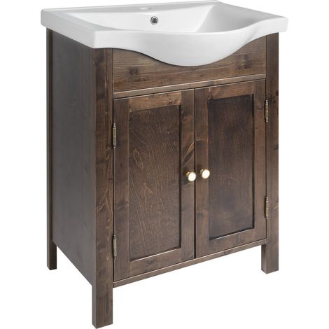 Meuble sous-vasque AMBRA 60,6x82x34,5cm, épicéa teinté (1/4)