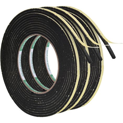 13.12ft/4m Coupe-Froid Scellement, 3 Rouleau 5mm Large 3mm Épais EVA Mousse Ruban Adhésive Bande pour Porte Fenêtre Isolation (1/5)