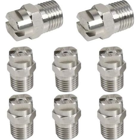Lot de 8 buses de pulvérisation haute pression (65°), buse à jet plat haute pression pour balais et nettoyeurs, ouverture de buse de 1,3 mm, raccord fileté de 6,3 mm (1/4)
