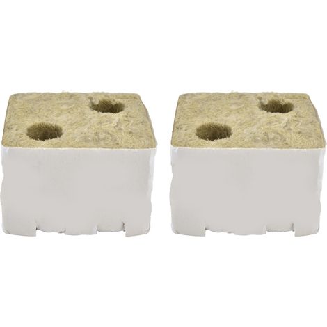 Lot de 12 blocs de culture hydroponiques à absorption rapide, mini blocs à double trou en laine de roche Cultiwool. (1/5)