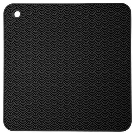 Tapis chauffant carré en silicone - Protection pour induction - Protège-casseroles - Tapis chauffant - Tapis chauffant trépied - Protection de table - Dessous de plat résistant à la chaleur - Noir (1/5)