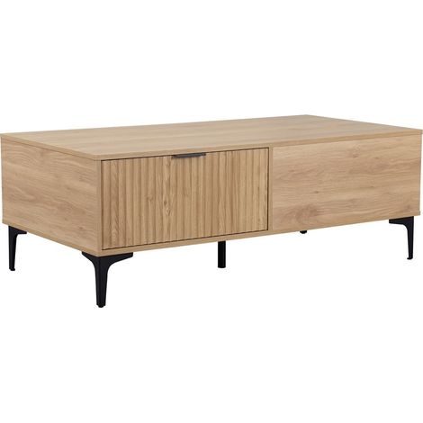 Miami 2 Drawer Coffee Table - L60 x W43 x H120 cm - Oak Effect/Black