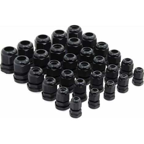 Ensemble de 30 presse-étoupes en plastique étanches comprenant les tailles PG7, PG9, PG11, PG13,5, PG16, PG19 (1/5)