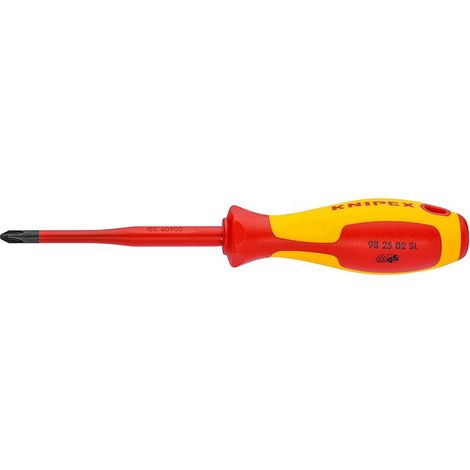 KNIPEX 98 25 02 SL Giraviti per elettricisti (Slim) per viti con impronta a croce Pozidriv® impugnatura isolante, in materiale bicomponente, collaudato VDE brunita 212 mm