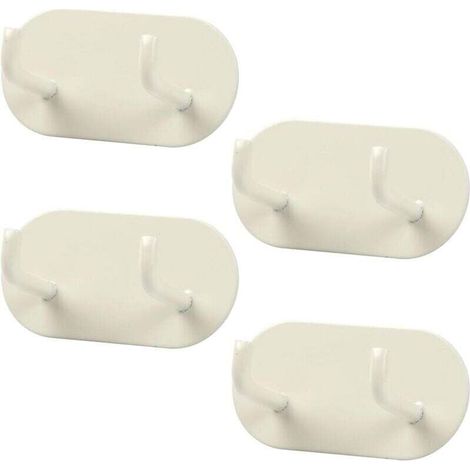 Ganchos adhesivos de pared de 4 piezas, toallero de baño, soporte de metal para toallas, gancho de baño sin taladro para baño, dormitorio, cocina (crema) -Crezuo