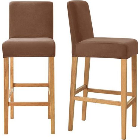 Housse Tabouret De Bar - Velours Élasthanne - Marron - Pour Chaise Haute Cuisine - 1 Pièce (1/5)