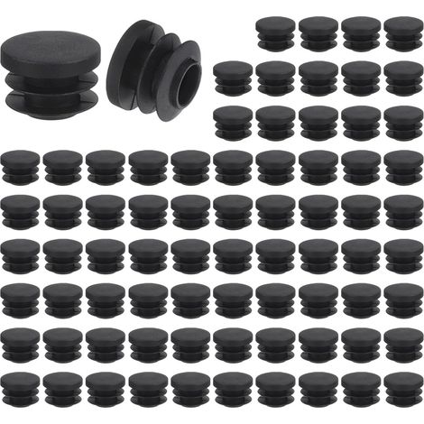Bouchons de Tube Ronds - 76 Pièces - Plastique PE Noir - Protection Antidérapante - Pour Pieds de Meubles et Chaises - Diamètre 20mm (1/5)