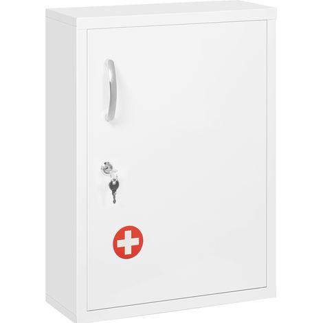 Armario botiquín de pared con cerradura de acero blanco 40 x 15 x 53,5 cm HOMVRA (1/5)