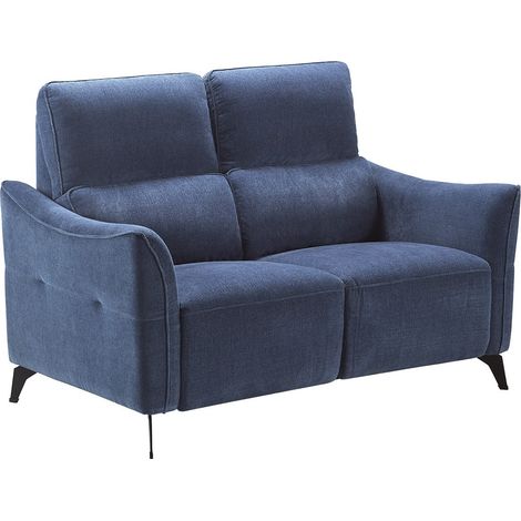 Canapé Fixe 2 Places Tissu Waterproof Bleu - BURGOS (1/5)