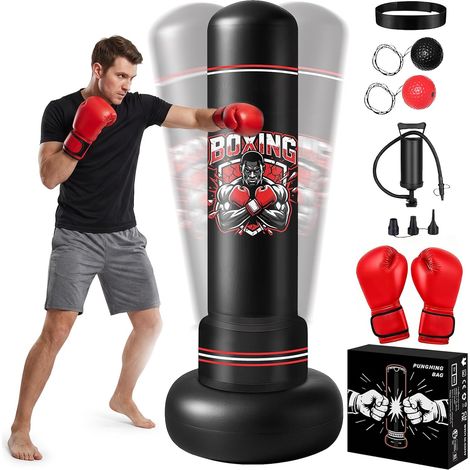 Sac de Frappe Adultes, 190cm Sac de Boxe Gonflable Punching Ball (1/5)